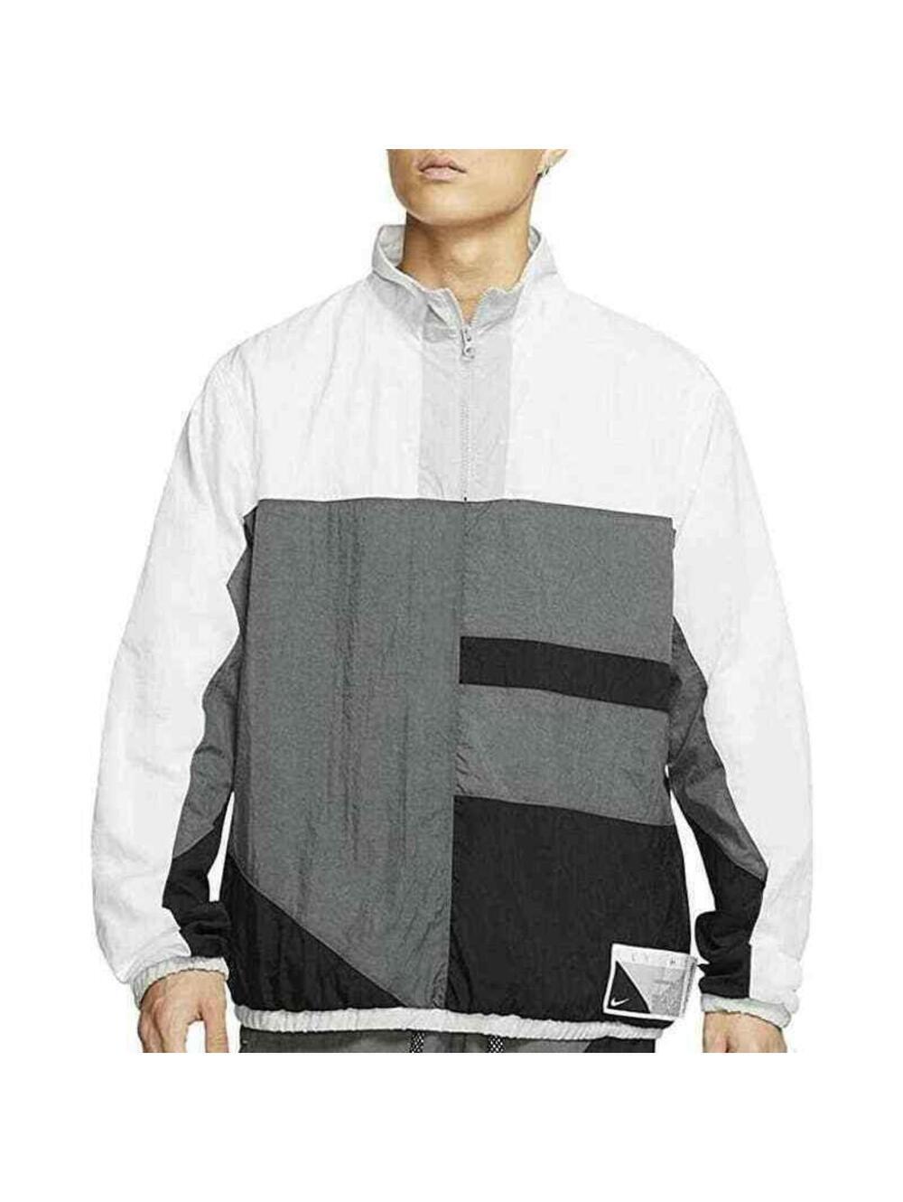 $100 1Nike Flight Basketball Jacket Size MEDIUM Men Iron Grey White Black CN8508